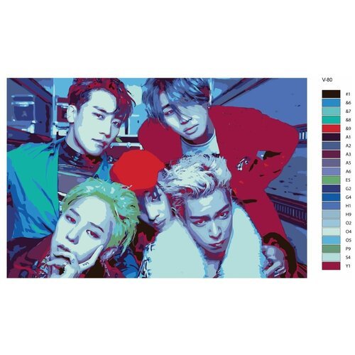 Картина по номерам V-80 'K-pop Big Bang. Участники группы' 70x110
