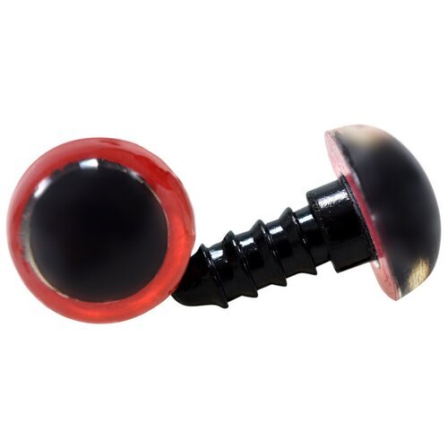Глазки для игрушек винтовые круглые полупрозрачные с фиксатором-заглушкой 14 мм '9' (красный) / 40 шт