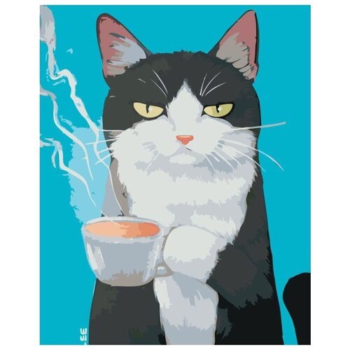Картина по номерам 'Кот с чашкой кофе', 40x50 см
