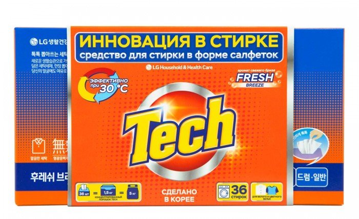 Бытовая химия Tech Средство для стирки в листах Fresh breeze 36 шт.