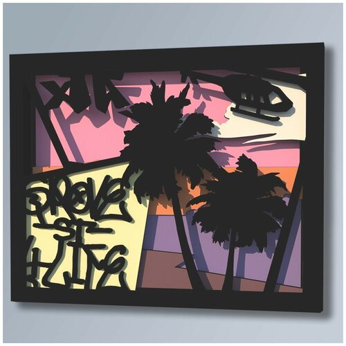 3д картина игры GТА (пляж пальмы граффити)- 105 8с