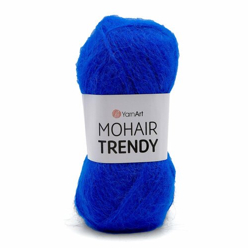 Пряжа для вязания YarnArt 'Mohair trendy' 100гр 220м (50% мохер, 50% акрил) (128 насыщенный синий), 5 мотков
