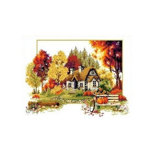 Осенний домик Рисунок на канве 36х49 Каролинка КК 405