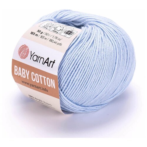 Пряжа для вязания YarnArt Baby Cotton (Бэби Коттон) - 10 мотков 450 светло-голубой, для детских вещей и амигуруми, 50% хлопок, 50% акрил, 165 м/50 г