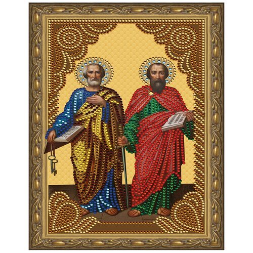 Алмазная мозаика с нанесенной рамкой Molly 20х30 см Святые Апостолы Петр и Павел 12 цветов