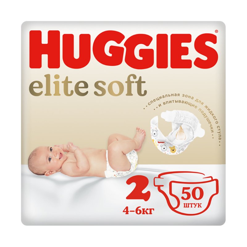 HUGGIES Подгузники HUGGIES ELITE SOFT 4-6 кг 50 шт