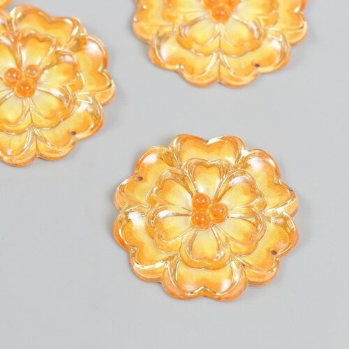 Декор для творчества пластик Кружевной цветок оранжевый 3,2х3,3 см 5 шт