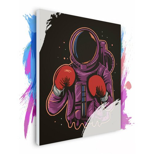 Картина по номерам на холсте Космонавт Боксер, 60 х 90 см