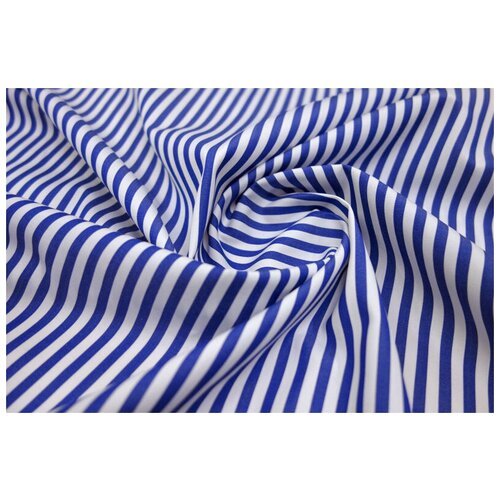 Сорочечная Ткань для шитья Тиси (35%ХБ, 65%ПЭ), Текса Вей, плотность 120г/м3, ширина 1,5*5, полоска бело-голубая