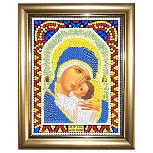 Алмазная мозаика 'Богородица Сладкое Лобзание' 10,5Х14,5см в подарок золотая рамка для готовой работы