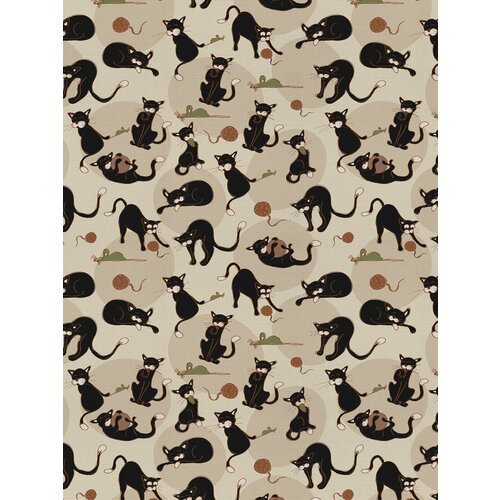 Отрезная ткань для мебели Ambesonne 'Домашний кот' метражом для рукоделия и шитья, сатен, 185 см