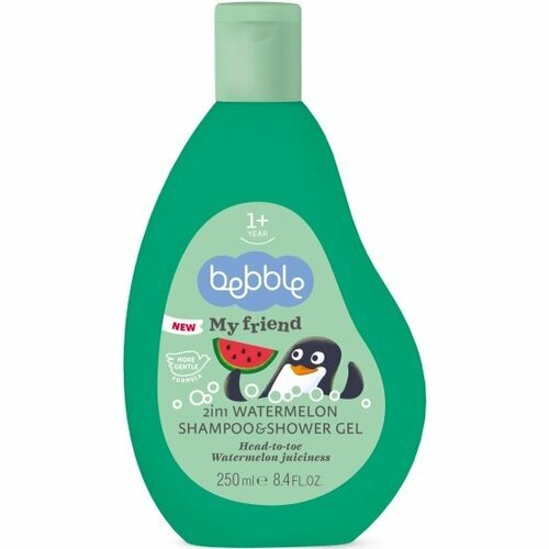 Детский шампунь-гель для волос и тела Bebble c ароматом арбуза, 250 мл
