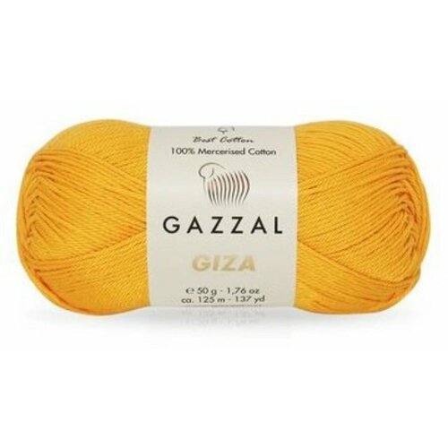 Пряжа Gazzal Giza желтый (2464), 100%мерсеризованный хлопок, 125м, 50г, 5шт