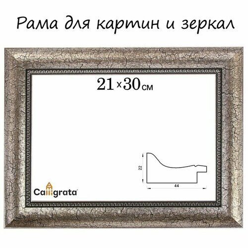 Calligrata Рама для картин (зеркал) 21 х 30 х 4,4 см, пластиковая, Calligrata 6744, серебристая