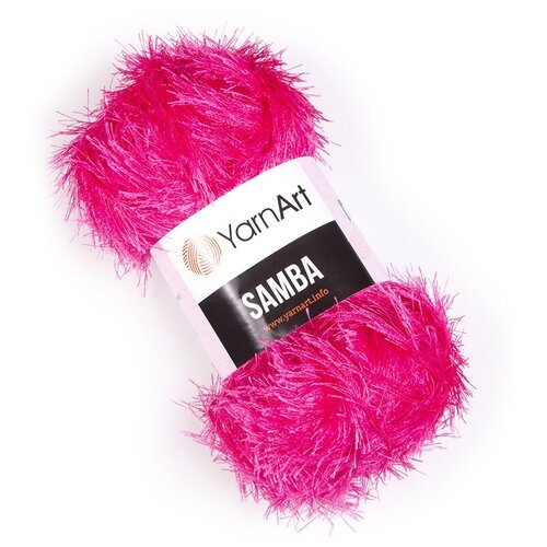 Пряжа для вязания YarnArt Samba (ЯрнАрт Самба) - 5 мотков 2012 ярко-розовый, травка, фантазийная для игрушек 100% полиэстер 150м/100г
