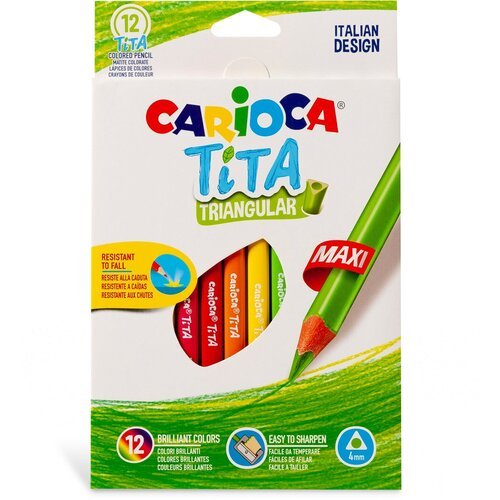 Carioca Tita Maxi Карандаши цветные утолщенные пластиковые трехгранные заточенный 12 цв. 42791