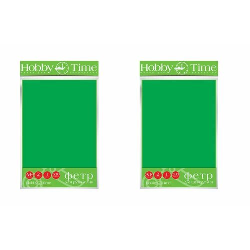 Фетр для аппликаций Hobby Time, зелёный, 2 листа, 2 уп