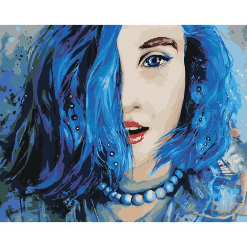 Картина по номерам Девушка с синими волосами на стену