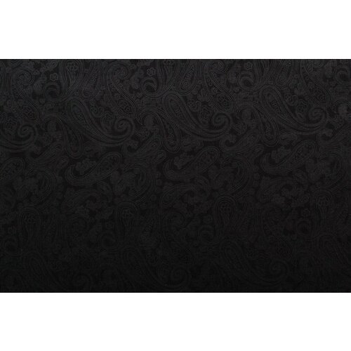 Ткань Микровельвет стрейч с термопечатью чёрный, пейсли , 300 г/пм, ш148см, 0,5 м