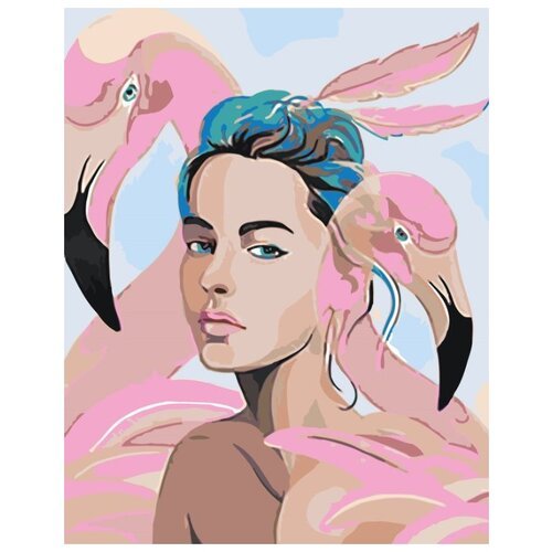 Картина по номерам 'Девушка с фламинго', 40x50 см