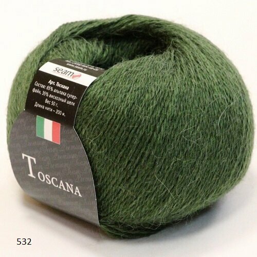 Пряжа Seam Toscana 532 Сеам Тоскана, 65% альпака суперфайн 35% вискозный шёлк, 50 г, 200 м, 1 моток