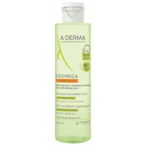 A-Derma EXOMEGA CONTROL Гель для тела и волос 2 в 1, 200 мл