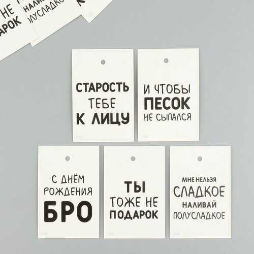 Бирка картон 'Юмор' набор 10 шт (5 видов) 4х6 см (комплект из 26 шт)