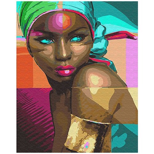 Картина по номерам на холсте на подрамнике 'Африканка', 40х50, GX24285, ТМ Цветной / для взрослых / для детей / живопись / рисование / раскраска