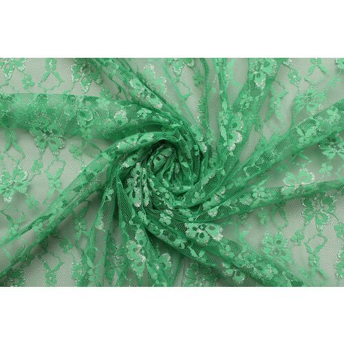 Ткань Гипюр с люрексом зелёный, ш140см, 0,5 м