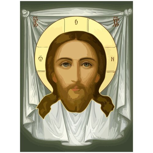 Картина по номерам на холсте Икона с образом Иисуса Христа - 1706 30X40