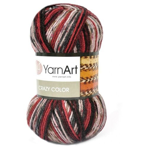 Пряжа для вязания YarnArt 'Crazy Color' - 3 мотка цвет: 156 Красный, коричневый, розовый, 260 м, 100 г,
