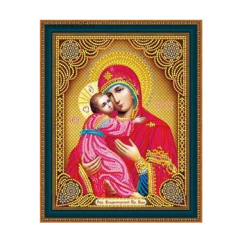 Алмазная мозаика на подрамнике размер 27х33 круглые стразы LP 104 Икона Божьей матери Владимирской