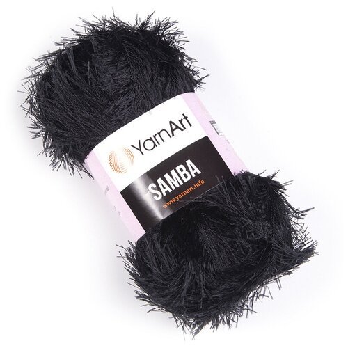 Пряжа для вязания YarnArt Samba (ЯрнАрт Самба) - 5 мотков 02 черный, травка, фантазийная для игрушек 100% полиэстер 150м/100г