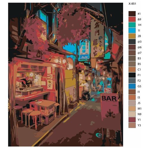 Картина по номерам X-851 'Улица стритфуд в Азии' 70x90