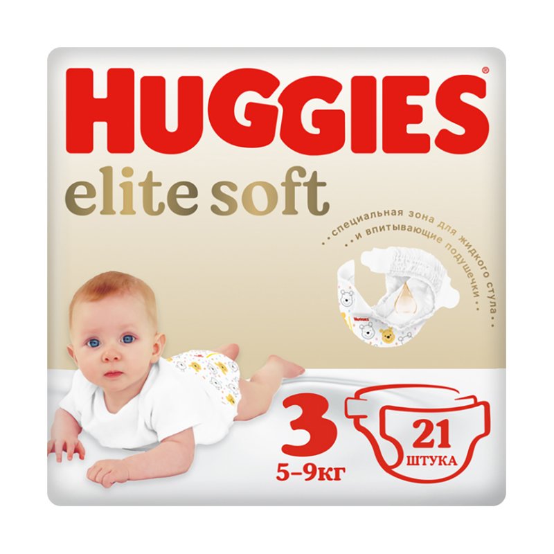 HUGGIES Подгузники HUGGIES ELITE SOFT 5-9 кг 21 шт
