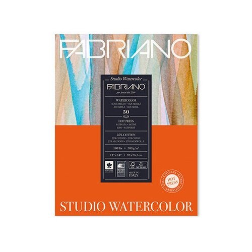 Fabriano Альбом для акварели Watercolour Studio 300 г/м2 28 х 35.6 см склейка с одной стороны 12 л. 19123003 мелкозернистая
