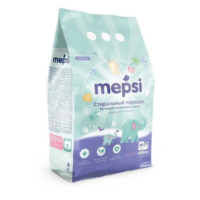 Бытовая химия Mepsi Стиральный порошок на основе натурального мыла для детского белья 6 кг
