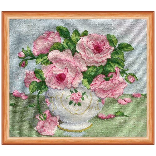 Набор для вышивания мулине абрис АРТ арт. AH-014 Розовые цветы 20,5х16,5 см