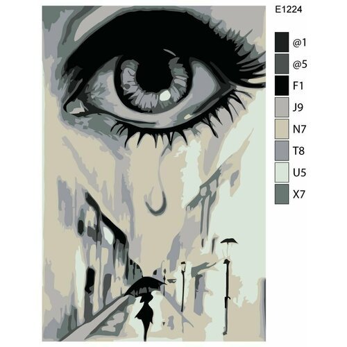 Детская картина по номерам E1224 'Глаз и девушка с зонтом' 20x30