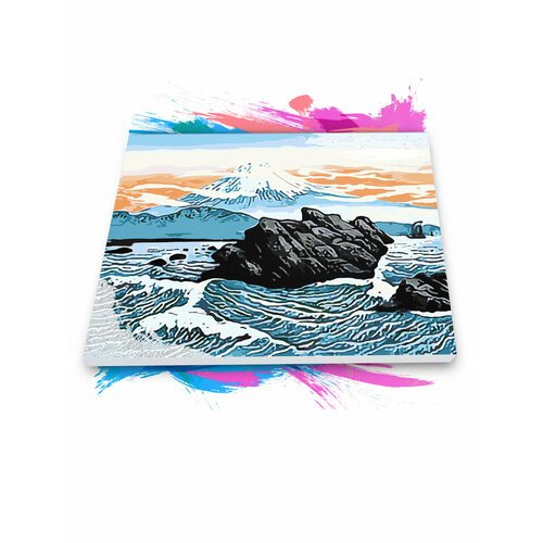 Картина по номерам на холсте Фудзияма с пляжа Окицу, 60 х 70 см