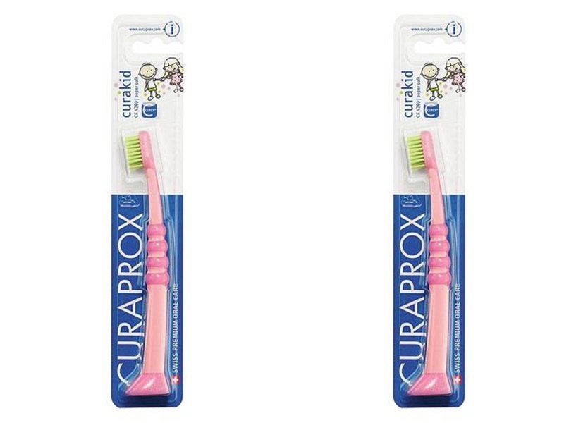 Curaprox Набор: Детская зубная щетка 'Куракид' от 0 до 4 лет, с гумированной ручкой, 2 шт (Curaprox, Детская продукция)