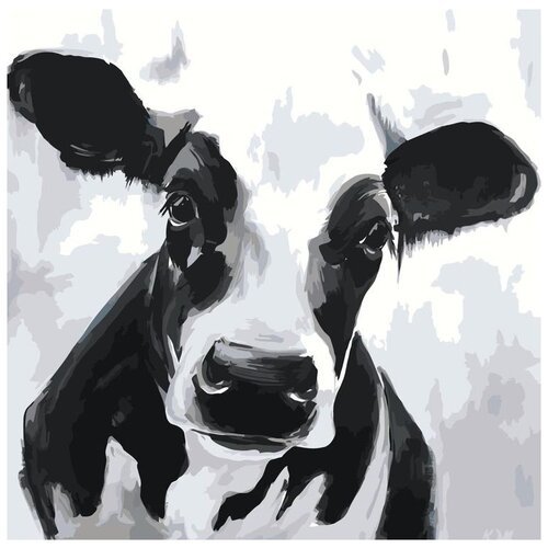 Картина по номерам «Черно-белая корова», 40x40 см, Живопись по Номерам