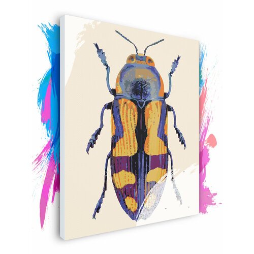 Картина по номерам на холсте Золотисто-фиолетовый жук, 100 х 120 см