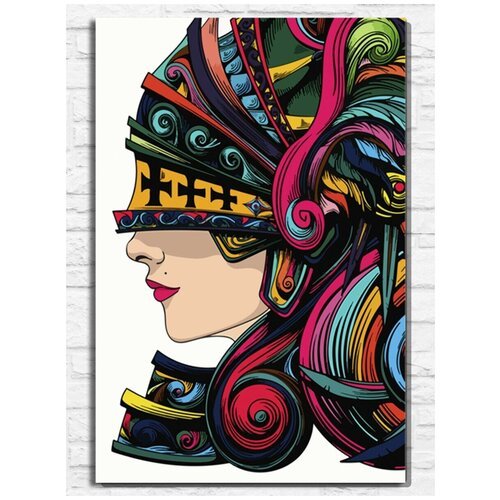 Картина по номерам на холсте Красочная девушка в маске (абстракция) - 9212 В 60x40