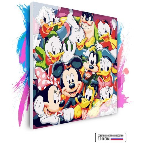 Картина по номерам на холсте Микки Маус и его друзья, 70 х 70 см