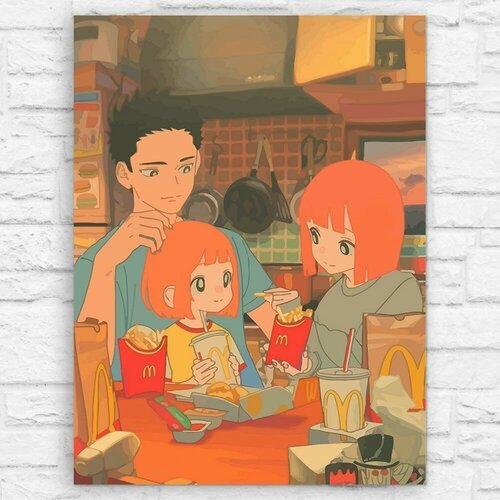 Картина по номерам на холсте аниме yoru mac family (мемы, семья, мак, милота, тян) - 14519 30х40