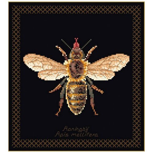 Набор для вышивания Пчела, канва аида (черная) 18 ct 17 х 18 см THEA GOUVERNEUR 3017.05