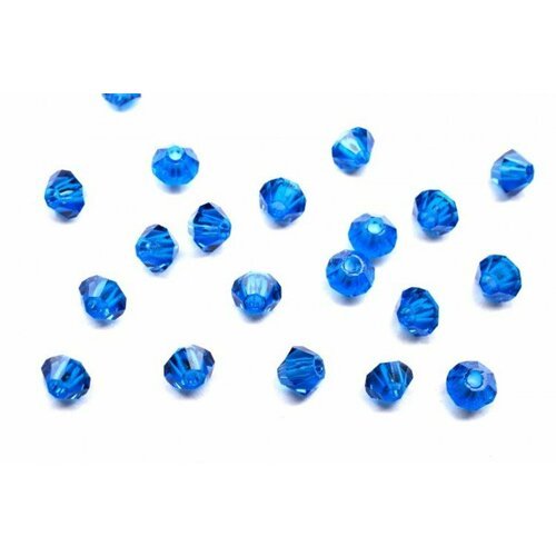 Бусины биконусы хрустальные 3мм, цвет CAPRI BLUE, 745-035, 20шт