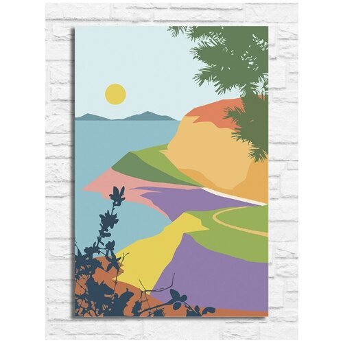 Картина по номерам на холсте пейзаж (пляж, море, природа, лес, горы, минимализм) - 9171 В 20x30