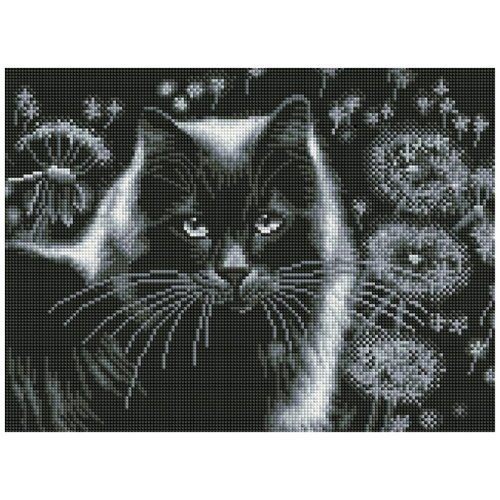 Алмазная мозаика 'Кот и одуванчики', 30x40 см
